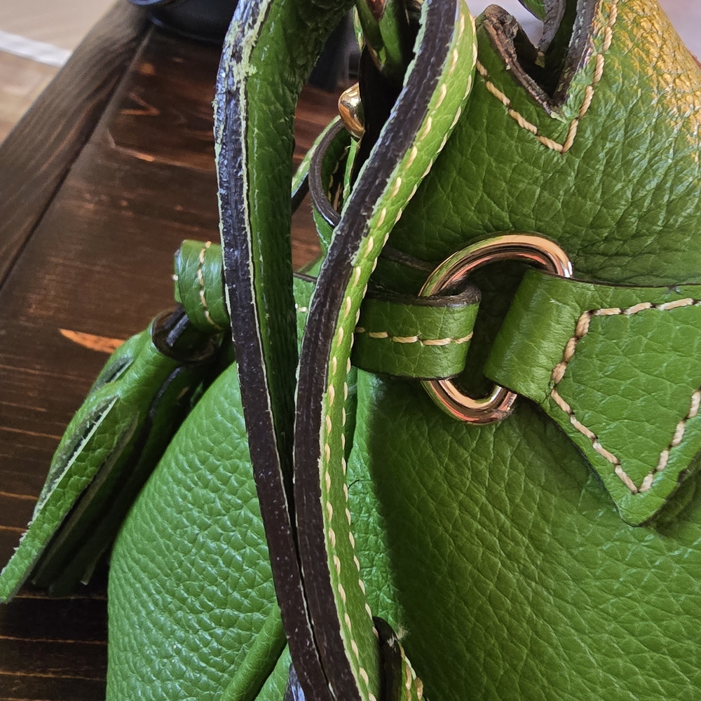 Dooney & Bourke Lime/Grass Green Pebbled Leather Small Satchel Shoulder Bag - Picture 14 of 17
